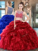 Super Pick Ups Floor Length Two Pieces Sleeveless Wine Red Quinceanera Dress Side Zipper(SKU SXQD072BIZ)