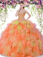 Fantastic Organza Sweetheart Sleeveless Lace Up Beading and Ruffles Vestidos de Quinceanera in Multi-color