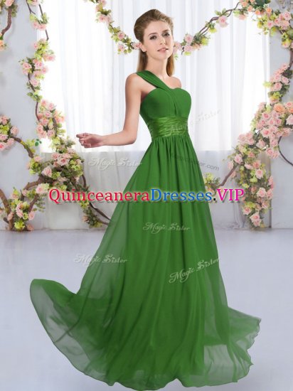 Nice Green Sleeveless Floor Length Ruching Lace Up Quinceanera Court Dresses - Click Image to Close