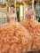 Comfortable Orange One Shoulder Lace Up Beading and Ruffles Quince Ball Gowns Sleeveless