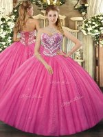 Sleeveless Lace Up Floor Length Beading Ball Gown Prom Dress