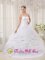 Kellogg Idaho/ID Custom Made Romantic Sweetheart White Quinceanera Dress With Organza Appliques And Flowers Ball Gown