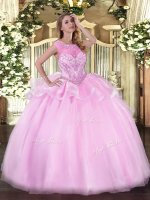 Sleeveless Zipper Floor Length Beading Quinceanera Gowns