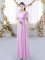 Gorgeous Empire Dama Dress for Quinceanera Lilac Scoop Chiffon Short Sleeves Floor Length Zipper
