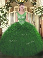 Cute Floor Length Green Sweet 16 Quinceanera Dress Scoop Sleeveless Lace Up(SKU SJQDDT1121002-3BIZ)