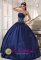 Janesville Wisconsin/WI Strapless Embroidery and Beading Modest Navy blue Quinceanera Dress floor length Taffeta Ball Gown