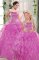 Beading and Ruffles Ball Gown Prom Dress Lilac Lace Up Sleeveless Floor Length