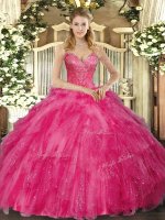 Sleeveless Lace Up Floor Length Beading and Ruffles Sweet 16 Dress