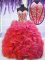 Superior Ball Gowns Sleeveless Coral Red Quince Ball Gowns Lace Up