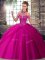 Fuchsia Sleeveless Beading and Pick Ups Lace Up Vestidos de Quinceanera