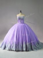 Fancy Lavender Sleeveless Tulle Court Train Lace Up Sweet 16 Quinceanera Dress for Sweet 16 and Quinceanera(SKU PSSW0842-1BIZ)