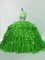 Fantastic Green Sleeveless Organza Brush Train Zipper Quinceanera Gown for Sweet 16 and Quinceanera
