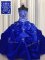 Decent Royal Blue Sleeveless Beading and Appliques and Embroidery Floor Length Vestidos de Quinceanera