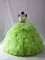 Affordable Organza Zipper Scoop Sleeveless Ball Gown Prom Dress Brush Train Beading and Ruffles