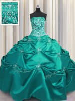 Gorgeous Dark Green Sleeveless Beading and Appliques and Embroidery Floor Length Sweet 16 Quinceanera Dress(SKU PSSW0469-1BIZ)