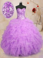 Dazzling Sweetheart Sleeveless Lace Up Quince Ball Gowns Lilac Organza(SKU PSSW0176-7BIZ)