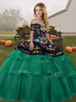 Top Selling Ball Gowns Sleeveless Green Quinceanera Gowns Brush Train Lace Up