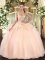 Floor Length Ball Gowns Sleeveless Peach Vestidos de Quinceanera Lace Up