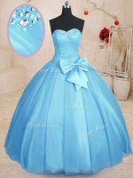 Fine Ball Gowns Quinceanera Gowns Baby Blue Sweetheart Tulle Sleeveless Floor Length Lace Up(SKU PSSW0219-5BIZ)