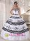 Greifswald Germany White and Black Quinceanera Dress With Sweetheart Neckline Embroidery Decorate floor length ball gown