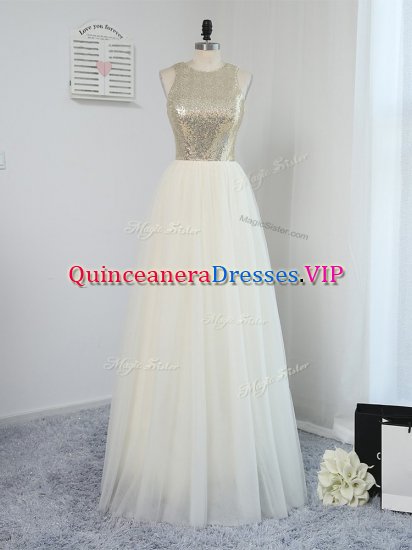 Scoop Sleeveless Tulle Dama Dress for Quinceanera Sequins Backless - Click Image to Close