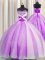Lilac Organza Lace Up Spaghetti Straps Sleeveless Floor Length 15th Birthday Dress Beading and Sequins and Ruching