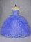 Colorful Purple Ball Gowns Organza Sweetheart Sleeveless Appliques and Ruffles Floor Length Lace Up Sweet 16 Quinceanera Dress