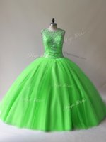 Perfect Scoop Sleeveless Lace Up 15 Quinceanera Dress Tulle