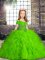 Ball Gowns Tulle Straps Sleeveless Beading Floor Length Lace Up Little Girl Pageant Gowns