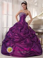 Belle Fourche South Dakota/SD Eggplant Purple Quinceanera Dress with Strapless Embroidery Formal Style Taffeta Ball Gown(SKU PDZY681J5BIZ)
