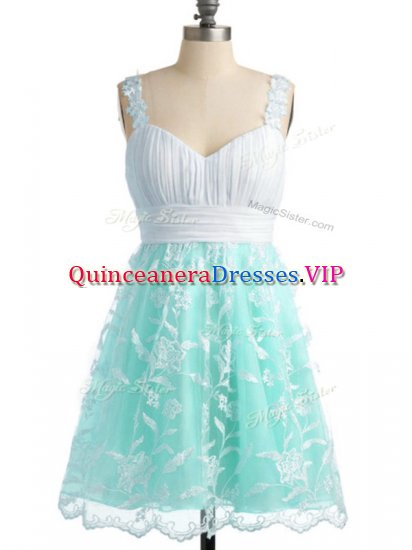 Smart Lace Quinceanera Court of Honor Dress Apple Green Lace Up Sleeveless Knee Length - Click Image to Close