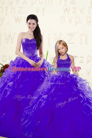 Floor Length Purple Sweet 16 Quinceanera Dress Sweetheart Sleeveless Lace Up - Click Image to Close