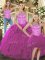 Glittering Fuchsia Sleeveless Floor Length Beading and Ruffles Lace Up Ball Gown Prom Dress