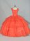 Clearance Orange Red Sleeveless Floor Length Beading and Ruffled Layers Lace Up Sweet 16 Dress