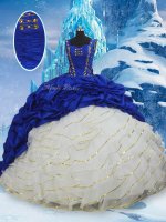Suitable Straps Sleeveless Brush Train Lace Up Quinceanera Dress Blue And White Taffeta