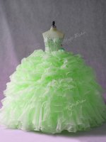 Attractive Green Sweetheart Neckline Beading and Ruffles and Pick Ups Quinceanera Dresses Sleeveless Lace Up(SKU PSSW1082-2BIZ)
