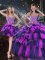 Floor Length Lace Up Sweet 16 Dress Multi-color for Military Ball and Sweet 16 and Quinceanera with Beading and Ruffles and Ruffled Layers