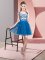 Flare Mini Length Zipper Damas Dress Blue for Wedding Party with Lace