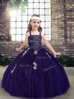 Eye-catching Straps Sleeveless Lace Up Pageant Dress Wholesale Purple Tulle