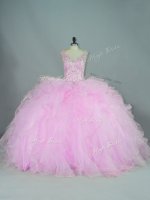 Adorable Ball Gowns Sleeveless Lilac Quince Ball Gowns Brush Train Lace Up