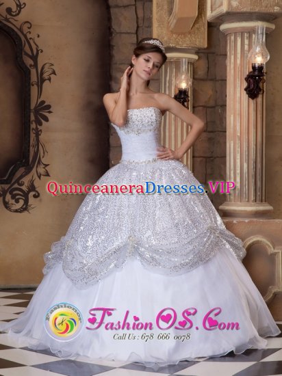 Eatonville Washington/WA Stunning Sequin Strapless With the Super Hot White Quinceanera Dress - Click Image to Close