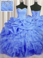 Decent Pick Ups Floor Length Ball Gowns Sleeveless Blue Sweet 16 Dresses Lace Up