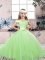 Affordable Sleeveless Floor Length Lace and Belt Lace Up Kids Formal Wear with