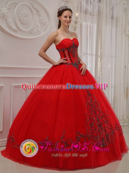 Mountain City Tennessee/TN Elegent Tulle Sweetheart Strapless Appliques Decorate Quinceanera Dress With Floor-length - Click Image to Close