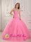Benson Arizona Rose Pink Sweetheart Appliques Decorate Bodice For Ball Gown Quinceanera Dress