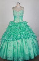 Mexican Beautful Ball Gown Straps Floor-length Teal Quinceanera Dress LZ426013