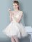 Perfect One Shoulder Champagne Sleeveless Ruching and Bowknot Knee Length Quinceanera Dama Dress