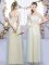 Top Selling Floor Length Lace Up Quinceanera Court Dresses Champagne for Wedding Party with Lace and Bowknot