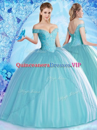 Delicate Off the Shoulder Sleeveless Beading Lace Up Sweet 16 Quinceanera Dress - Click Image to Close