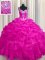 Extravagant See Through Zipper Up Organza Sleeveless Floor Length Quinceanera Gown and Appliques and Ruffles and Ruffled Layers